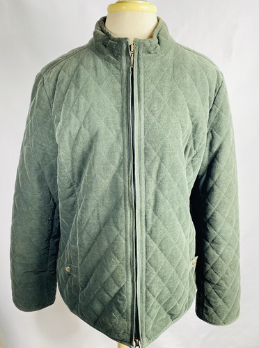 Croft & Barrow Womens Jacket Coat Quilted Corduroy Zip Olive Green Sz M