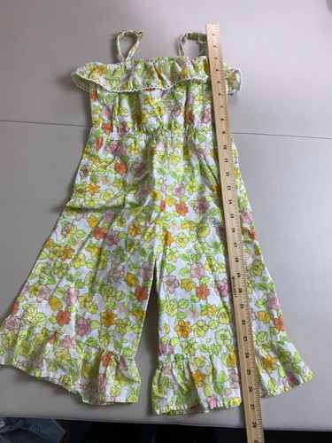 Janie & Jack Girls Floral Ruffled Jumpsuit Size 4T Cotton Vacation Boho Summer - Picture 5 of 15