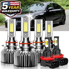 For Honda Civic 2006-2015 6PCS LED Headlight Kit Bulb Hi/Lo Beam+Fog Light 6000K