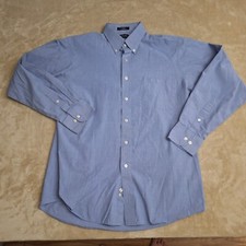 Chaps Ralph Lauren Dress Shirt Adult Men's 16 Blue Pin Check Button Down