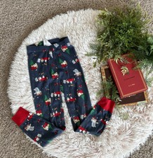 Hanna Andersson Christmas Blue Red Santa Pajama Pants Sz 110 5 Organic Cotton
