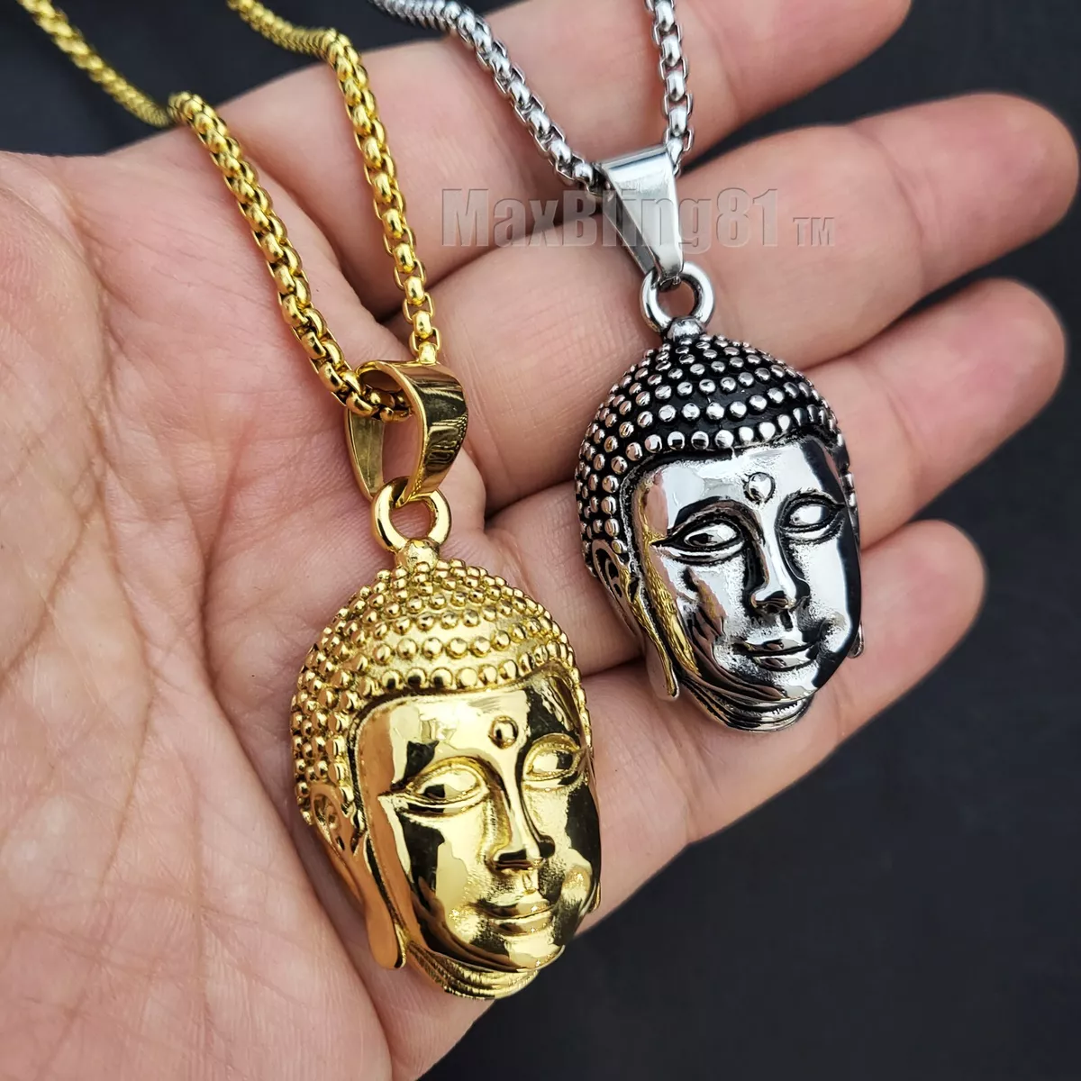 Stainless Steel Happy Buddha Head Pendant 3mm 24