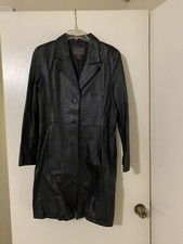 Uniform Leather Long Coat Womens Size 10 Black