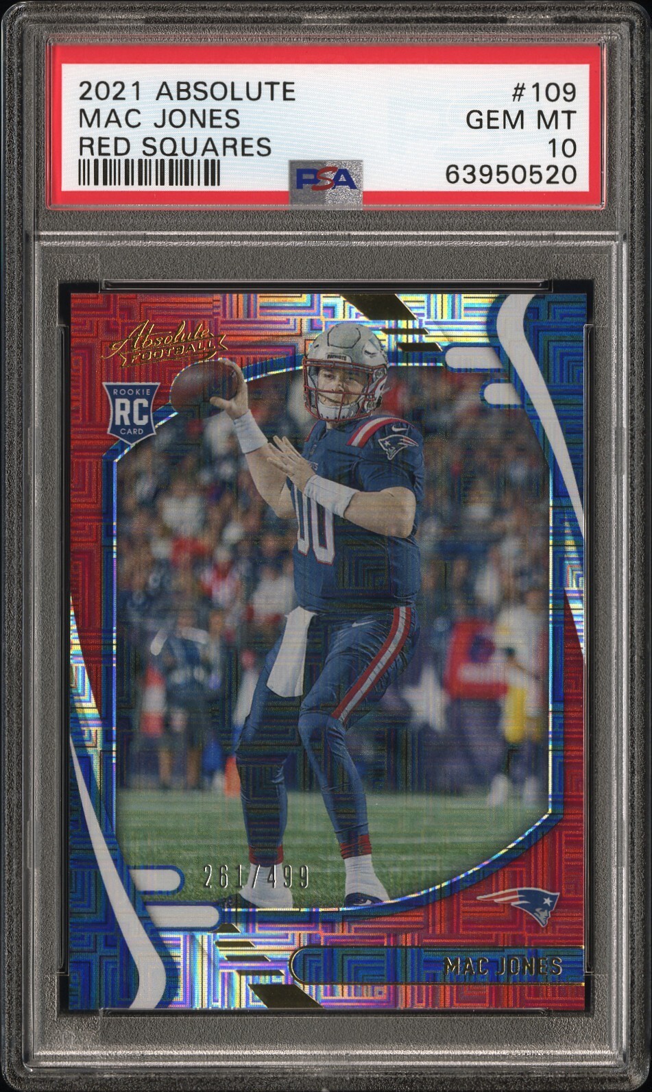 Mac Jones Panini Absolute #109 Red Squares