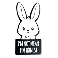 Bunny Mean Pin Badge-  Im Not Mean -  I'm Honest - Quirky Brooch Fun Jewellery