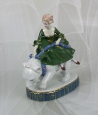 Fraureuth Jugendstil Figur "Capriccio" Rokokodame mit Bär Oppel Figurine 1 Wahl