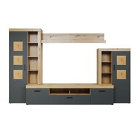 Trendteam Anbauwand Wohnwand Schrankwand Tyler Coast Evoke/ Anthrazit 331X206 Cm