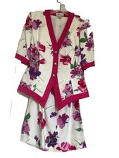 Rimini - Vintage Floral Blazer and Skirt Set - 100 Cotton - Size 8