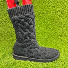UGG Blythe Black Knit Cable Womens Size 8 Casual Classic Outdoor Winter Boots