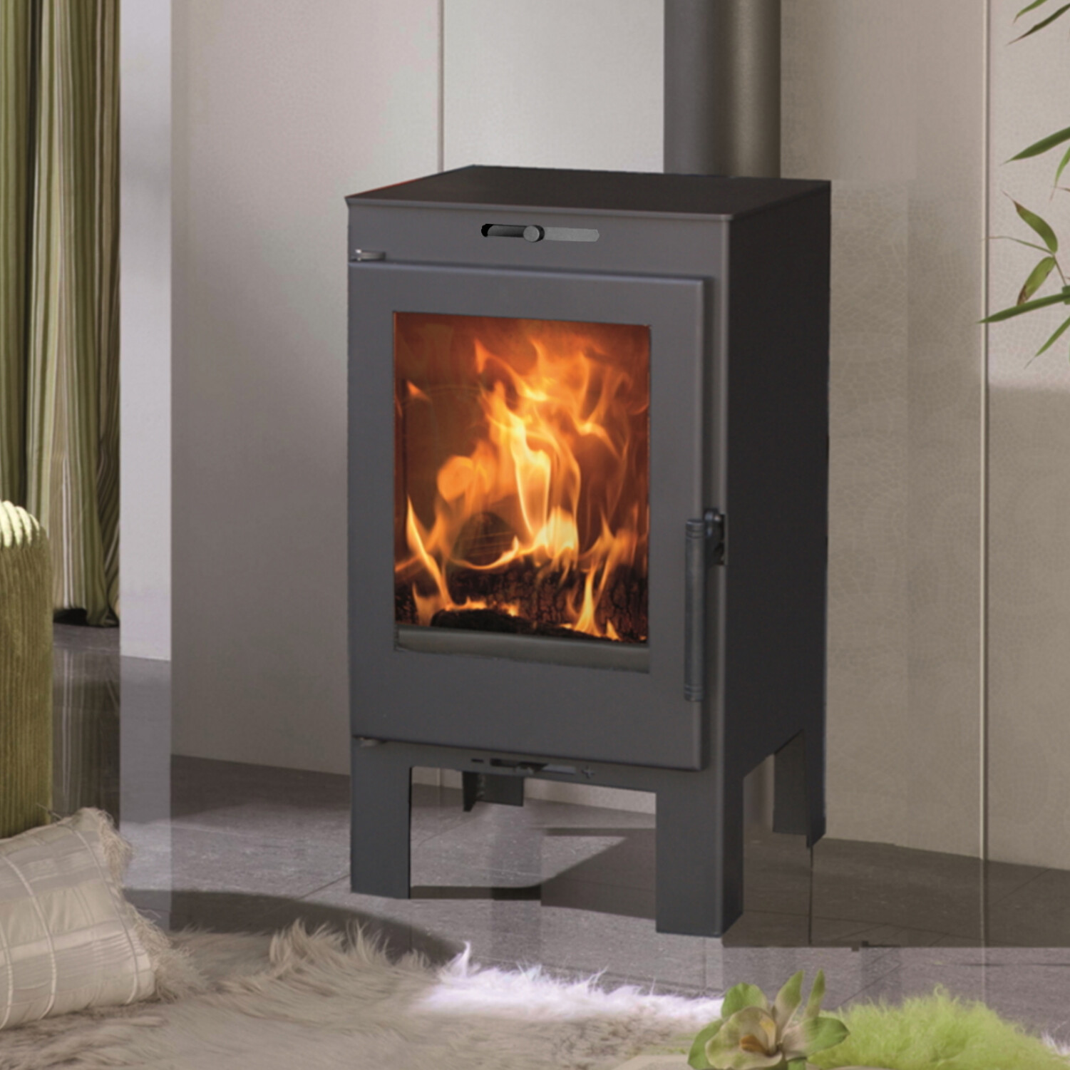WOOD BURNING STOVE WITH REAR FLUE EXIT MULTI FUEL PANADERO ALINA 6KW