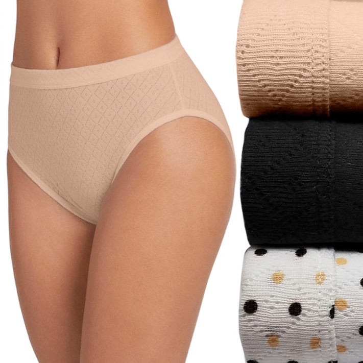 Women Jockey underwear Breath 3pack French Cut Panties Dotty Nude 100% Cotton