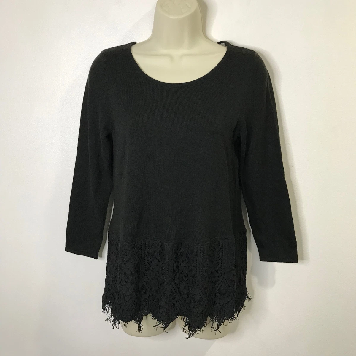 Sweater with lace trim on cheap bottom