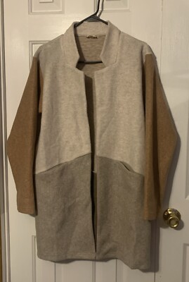 Hem & Thread Open Front Long Jacket Multi Colored Size Small Item#1278