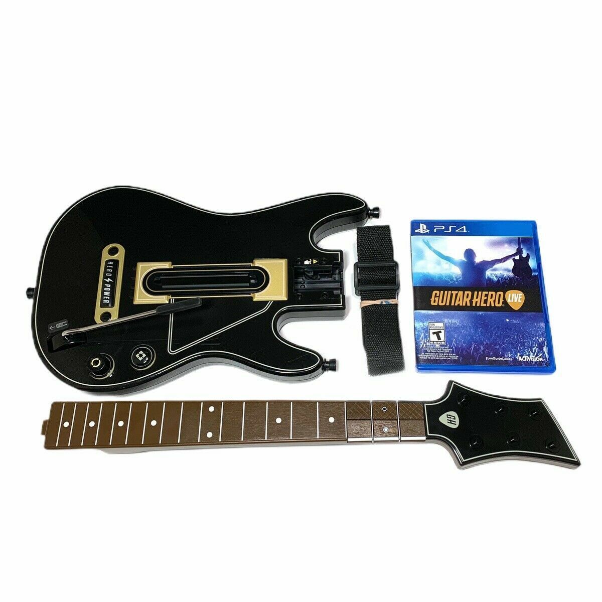 PS4 Guitar Hero Live Bundle Sony Playstation 4 Game Guitars Strap & Dongle