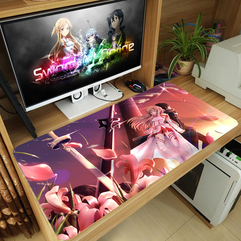 Anime Sword Art Online Asuna Yuuki Kirito Mouse Pad Keyboard Gaming
