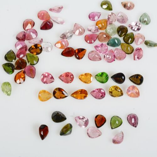 19.90 Ct Natural Multi Tourmaline 5mmx4mm Pear Calibrated Cut Unheated Gemstones - Picture 3 of 9