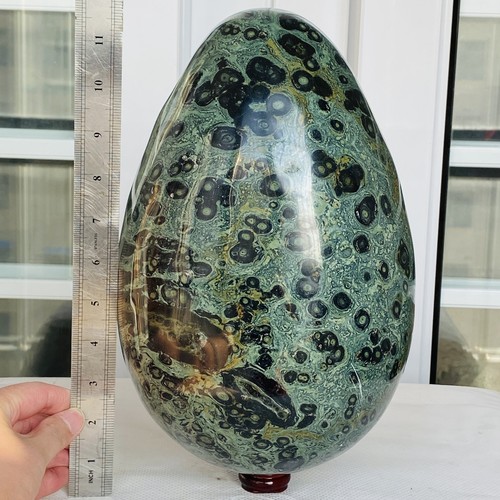 13740G Ojo Natural Verde Kambaba Jaspe Huevo Cristal Mineral Curación - Imagen 12 de 12