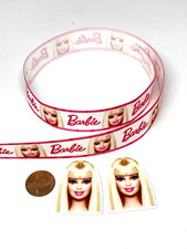 3 Yards Barbie Doll 7/8" Grosgrain Ribbon 2 Resins Cake Decoration