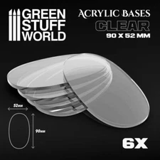 Acrylic Bases - Oval Pill 90x52mm CLEAR - Scenery modelling AOS 52x92 mm