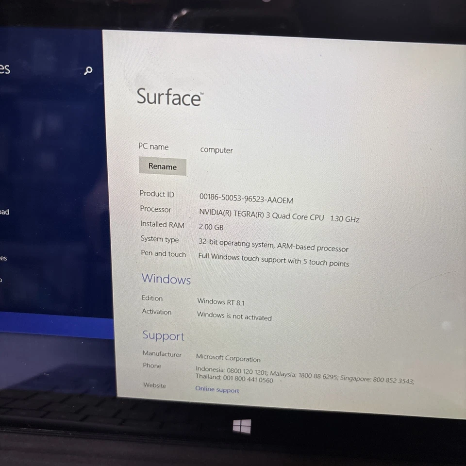 2x Microsoft Surface Windows RT 32GB Model 1516 2GB RAM Keyboard *1x AC Adapter* - Image 3 of 4