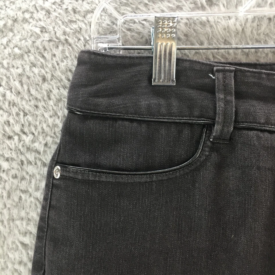 Pantalones de mezclilla Larry Levine de pierna recta para mujer 12 negros tiro medio cremallera frente plano Foto 3 de 4