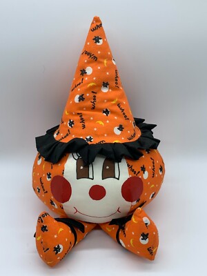 Vintage Roly Poly Stuffed Jack O Lantern Pumpkin Shelf Sitter 