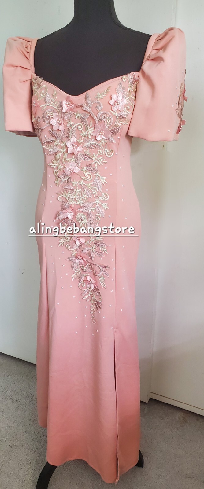 Filipiniana Dress Long (Size XS-SMALL) Blush Pink Made In The Philippines |  eBay