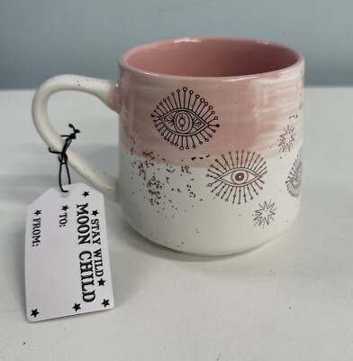 Celestial Gold Pink Fjord Coffee Mug NEW with tags (Not microwaveable) gold deta