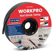 WORKPRO 100 FT 1/4" Heat Shrink Tubing 3:1 Ratio Dual Wall Adhesive Lined Tubing