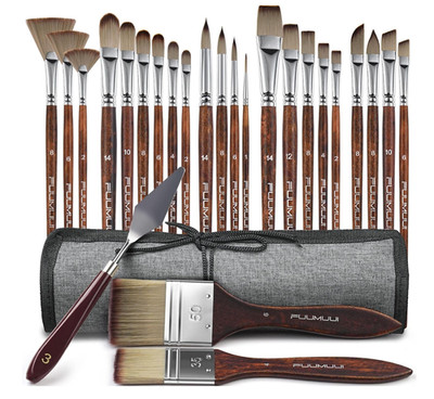25Pcs Paint Brush Set, Fuumuui Acrylic Paint Brushes, Professional Artist Series