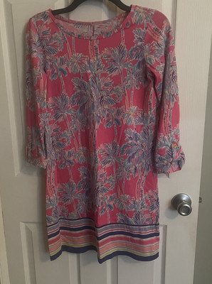 Lilly Pulitzer Knit Three Quarter Sleeve Linden Dress Nice Stems  Size XS