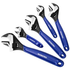 WORKPRO 5PCS Adjustable Wrench Set 4" 6" 8" 10" 12" Wide Jaw Metric  SAE Scales
