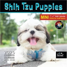 MICASA Shih Tzu Puppies 2026 Mini Wall Calendar | 7" x 14" | Dog Lover Gift