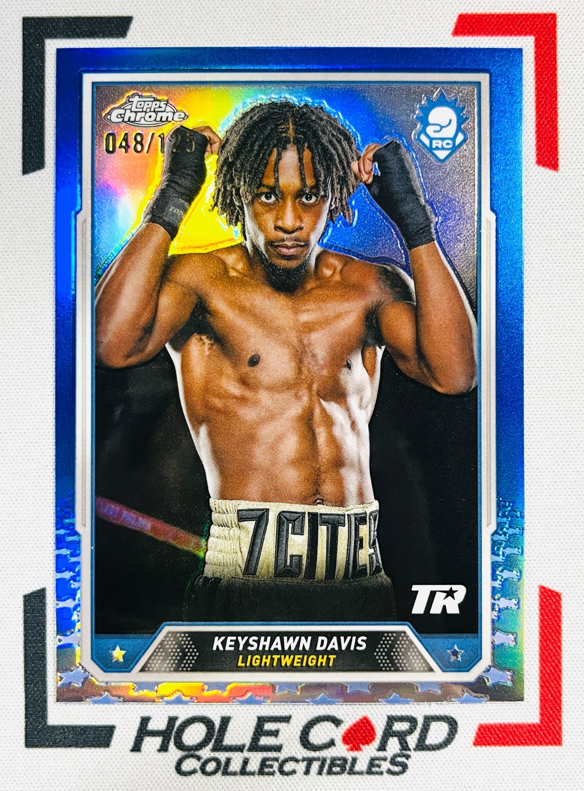 KEYSHAWN DAVIS RC 2024 Topps Chrome Boxing #5 Blue Refractor 048/125