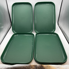 Tupperware Plates Rectangular Set 4 GREEN Rectangle Luncheon Sandwich small Tray