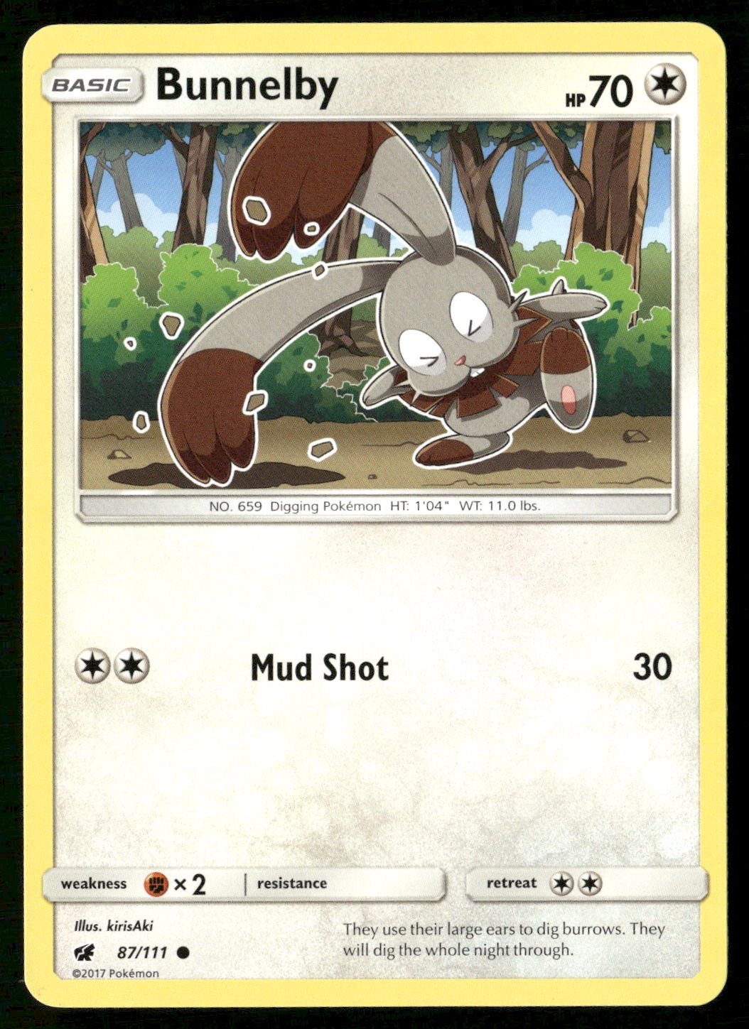 Bunnelby 87/111 Common Crimson Invasion Pokemon Lightly Played