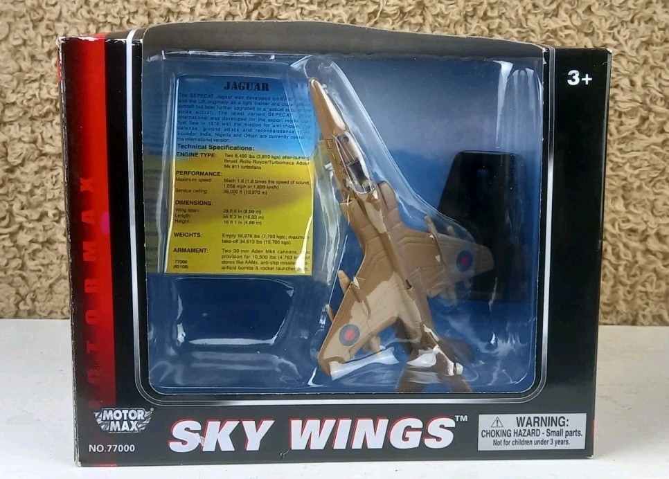Motormax Skywings JAGUAR 1/100 Scale Die-cast Jet Plane #77008 Boxed 2013