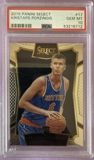 2015-16 PANINI SELECT KRISTAPS PORZINGIS #17 ROOKIE CARD PSA 10 GEM MINT KNICKS. rookie card picture