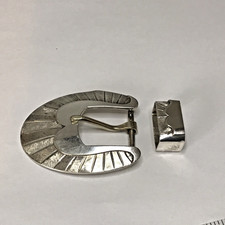 Vogt .75" Sterling Silver Hand Engraved Belt Buckle  Keeper 29.67gram SS63 