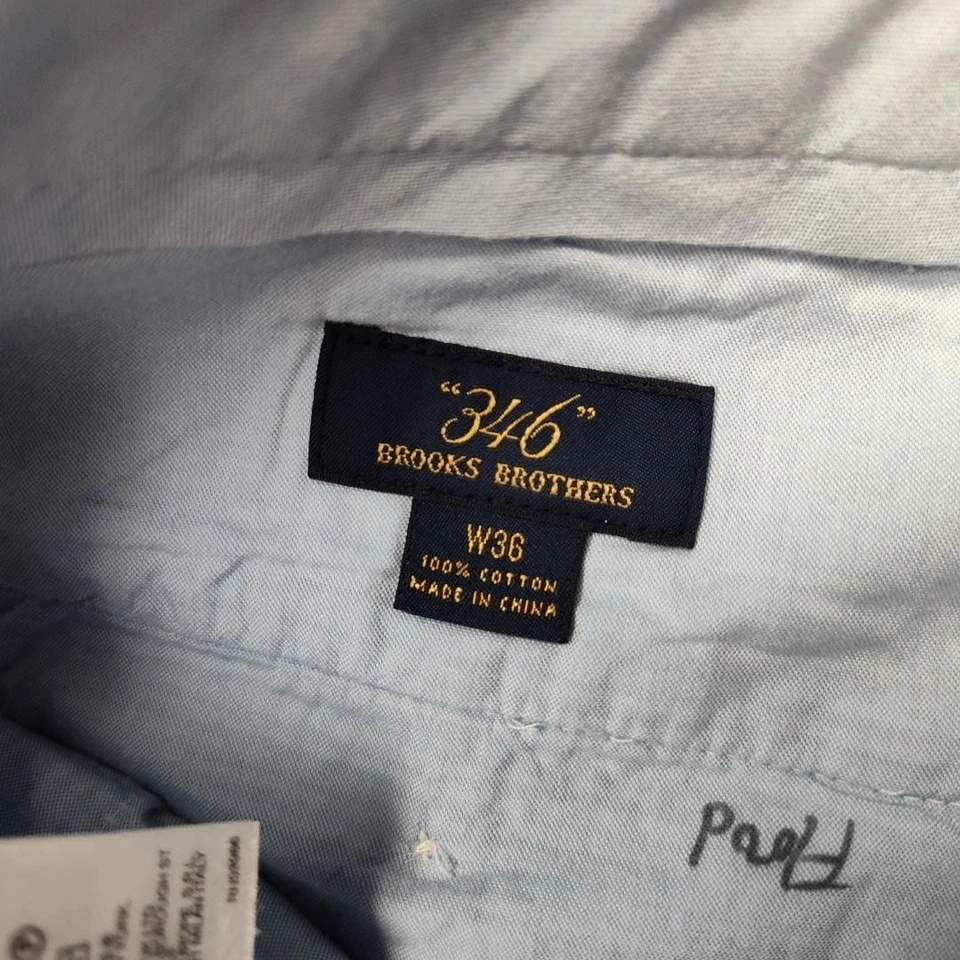 Pantalones Cortos Brooks Brothers Hombre 36 Azul Blanco Rayas Seersucker Verano 346 Chino Trabajo Foto 4 de 4