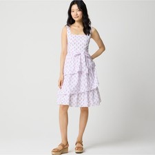 J. CREW Sleeveless Belted Tiered Midi Dress Violet Storm Purple Sz 10 $118 {Y37}