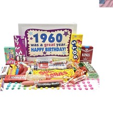 1960 65th Birthday Gift Box Nostalgic Candy Mix from Childhood for 65 Old Ma...
