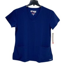 Greys Anatomy Scrub Top Womens M Blue Stretch V Neck Medical Uniform NWT