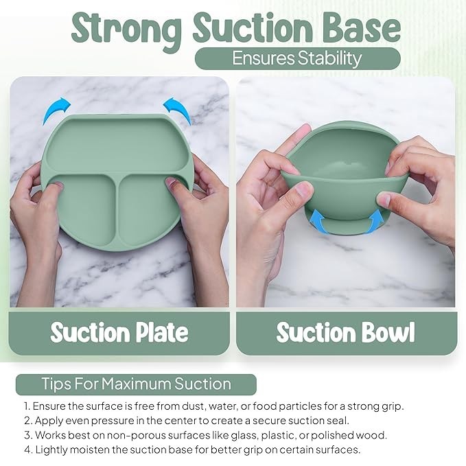 O'doe 17-Piece BPA-Free Silicone Baby Feeding Set. (Green, V2)