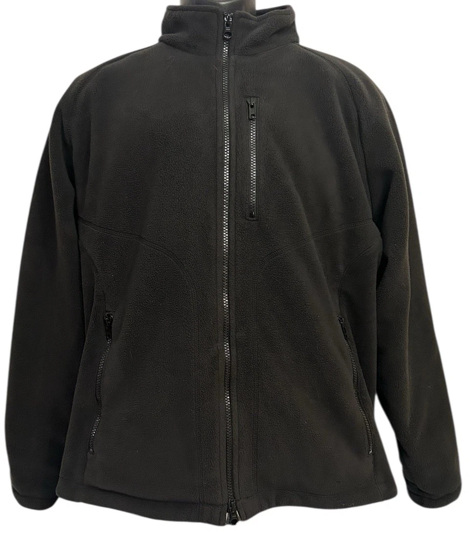 Eddie Bauer Jacket Mens Sz L Fleece Full Zip 100% Polyester High Neck Pockets