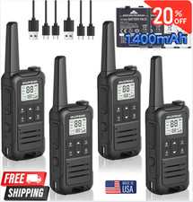 4 PACK Long Range Walkie Talkie 100 Mile Two Way Radio Charge Headset Waterproof
