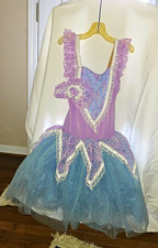 2. Girls Sleeveless Ballet Dance Tutu Costume Lace Trim Multi-Color Lge Child