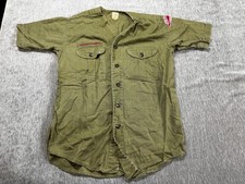 Boy Scouts Of America Shirt Green Sanforized Short Sleeve Uniform Quinnipiac