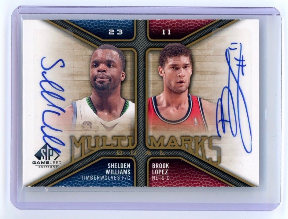 2009-10 UD SP Game Used Brook Lopez Shelden Williams Multi Marks Dual Auto