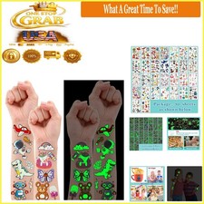 Kids Luminous Temporary Tattoos 30 Sheets Glow-in-the-Dark Party Favors